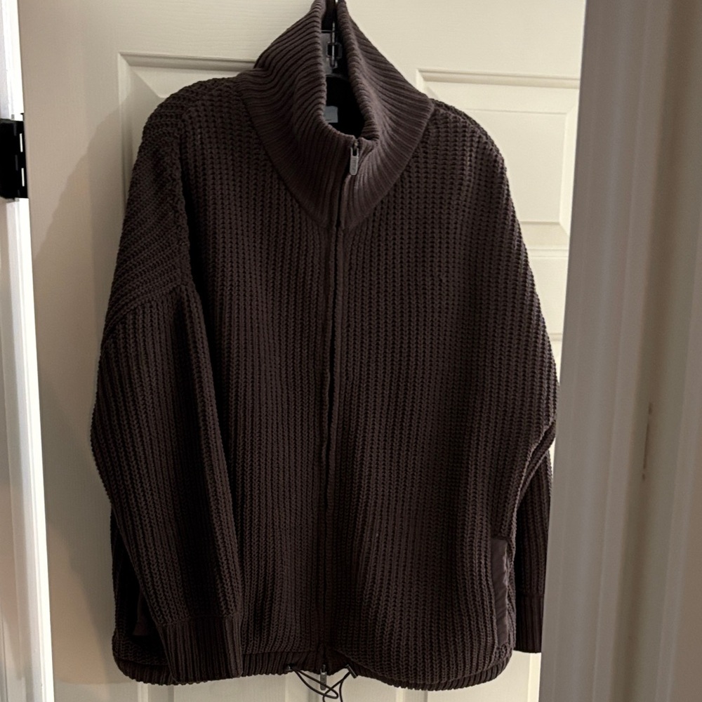Women's Brown Zip-Up Sweater
